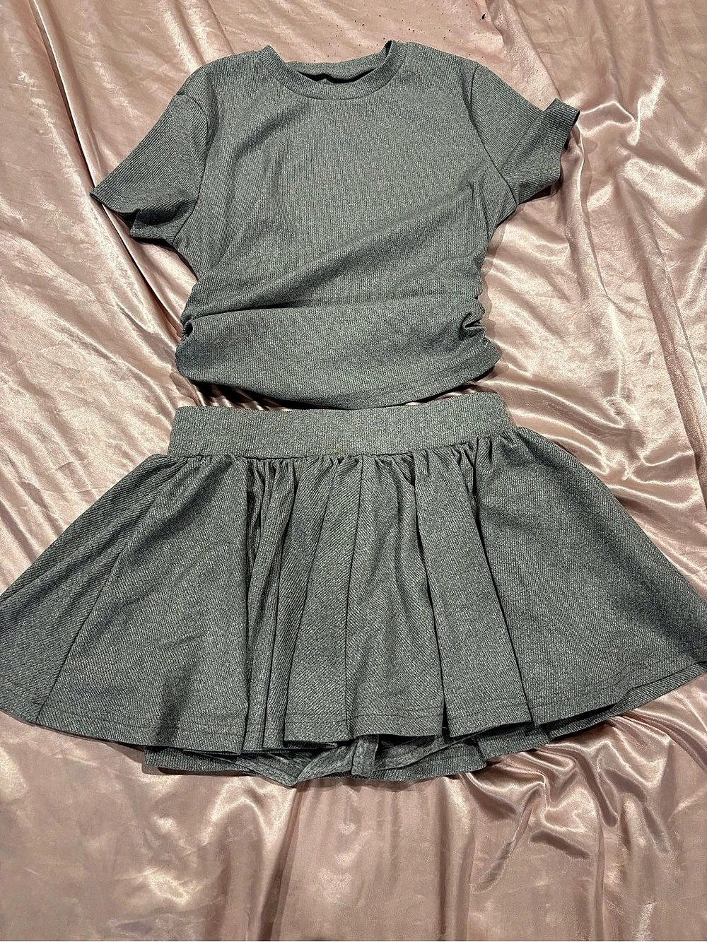 SHEIN Gray Skirt Set Size S Like New